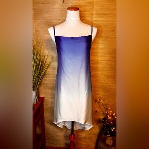 Laundry By Shelli Segal Blue and White High Low Dress